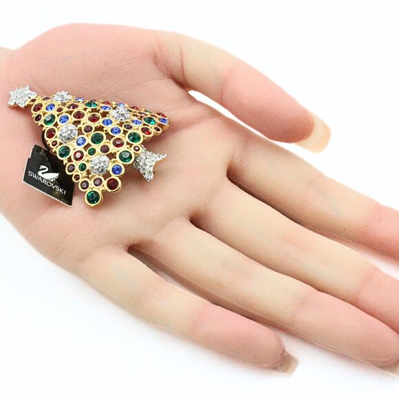 Fantastic SWAROVSKI 1999 Limited Edition Multicolor Christmas Tree Holiday Brooc - Picture 6 of 9